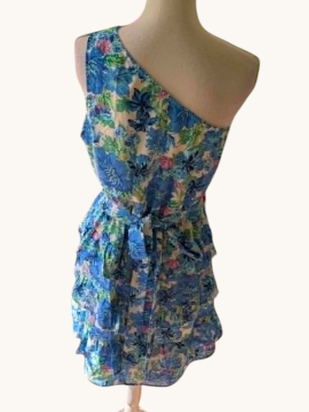 BTFBM Women One Shoulder Blue Floral Summer Dress - Picture 9 of 9